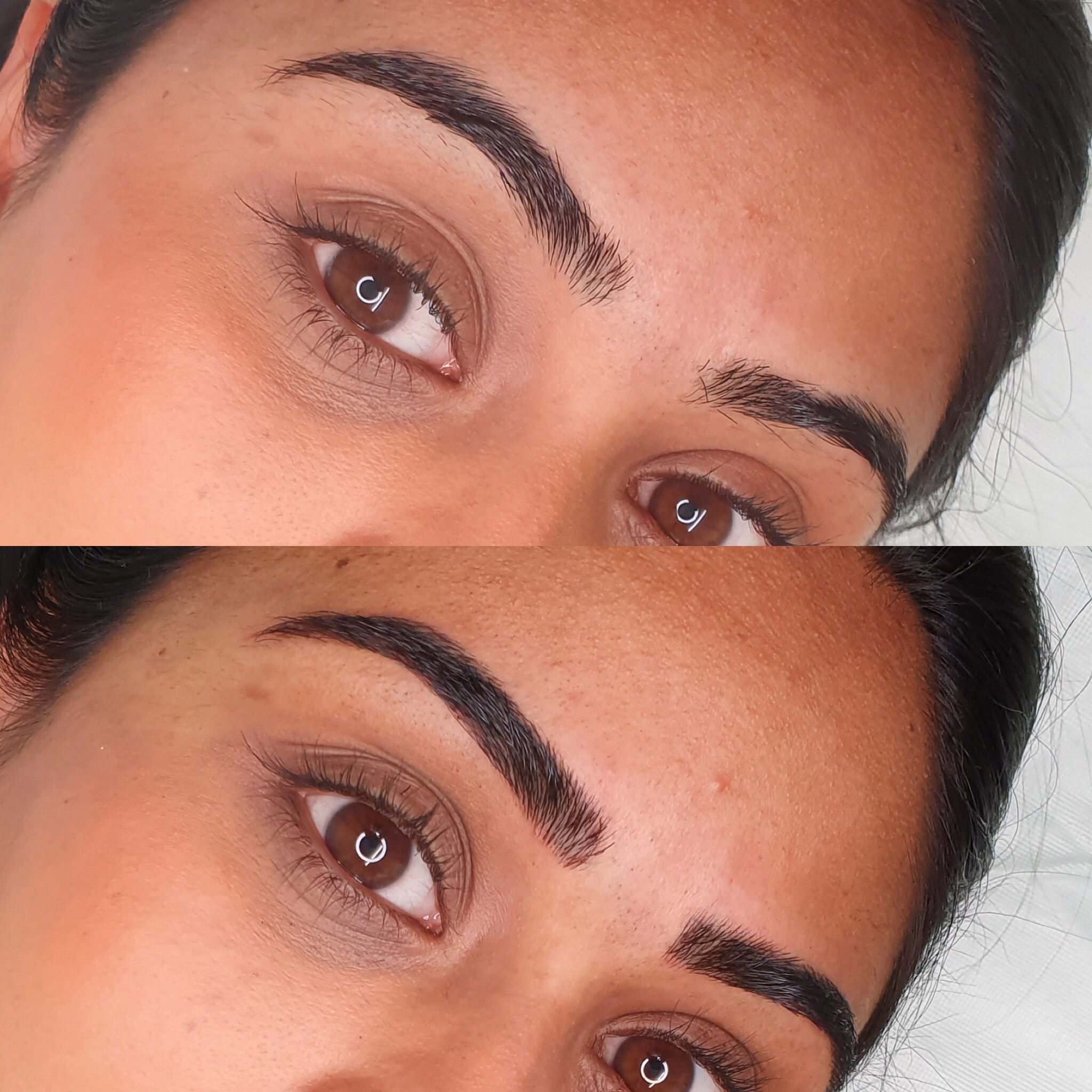Before and after pictures of the brow service provided by Brau.